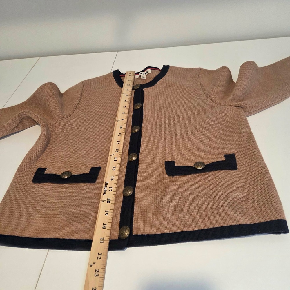 Boden Holly Knitted Jacket Camel Navy Blue Cardigan Sweater Preppy Womens US 10 - Picture 12 of 13